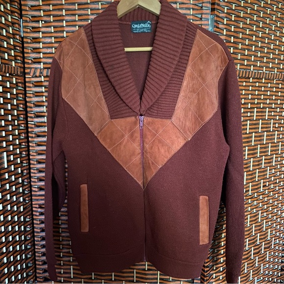 Vintage Suede Mix Collard Cardigan